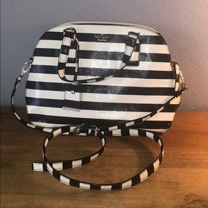 Kate Spade Lottie Striped Black Cream Handbag